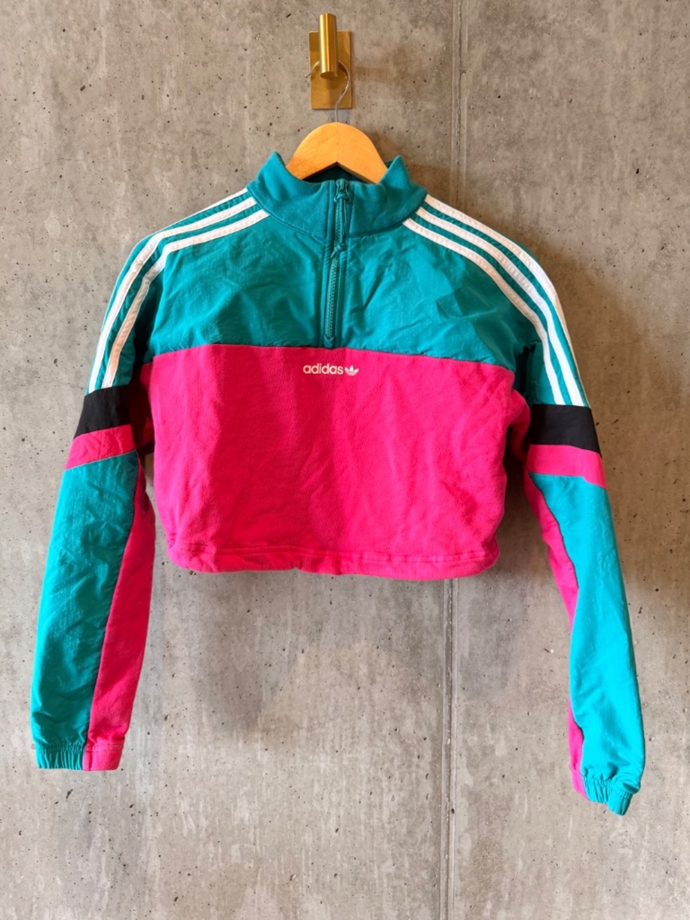 adidas Teal and Pink Colorblock Crop Top